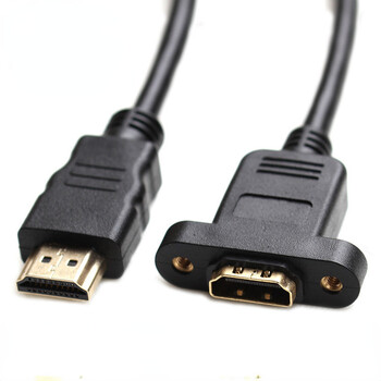 Удължителен кабел HDMI-съвместим от мъжки към женски с винтов монтаж на панел позлатен конектор за видео адаптер 50 см 1 фут 1080P HDTV