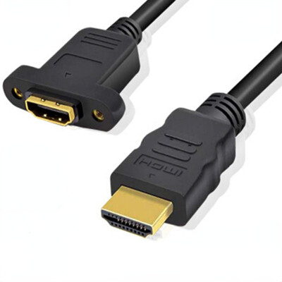 Pikenduskaabel HDMI-ühilduv isane-naissoost kruvipaneeliga kullatud videoadapteri pistik 50 cm 1FT 1080p HDTV