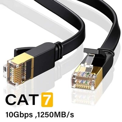 Cat 7 Ethernet кабел Плосък LAN кабел 10Gbps Високоскоростна RJ45 мрежа за рутер модем компютър PC и лаптопи PS3 PS4 1-10M
