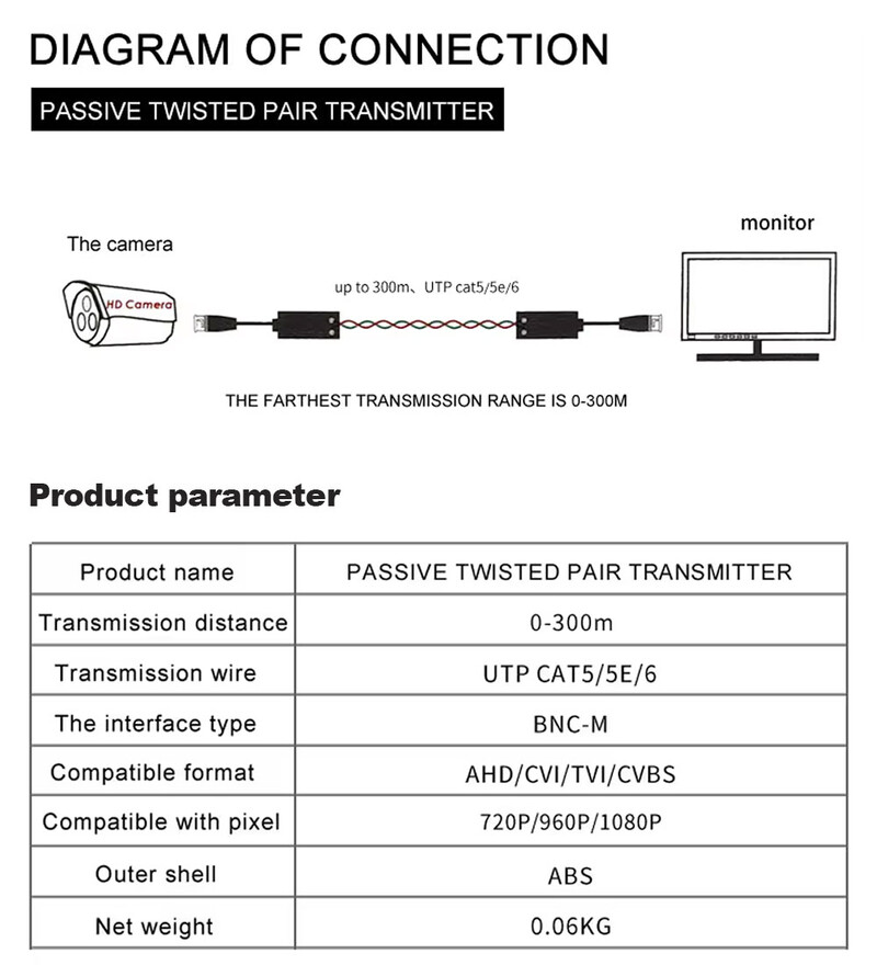 4 buc (2 perechi) AHD/CVI/TVI BNC CCTV răsucite Video Balun Transceiver pasivi UTP Balun BNC Cat5 CCTV UTP Video Balun
