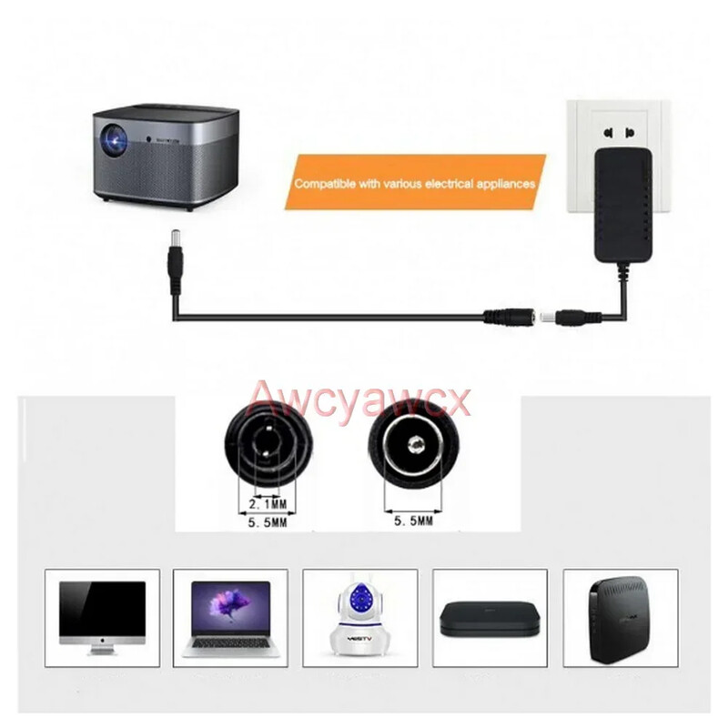 5 M 12 V līdzstrāvas barošanas avota kabeļa pagarinātāja vads, spraudnis 5,5 mm 2,1 mm adapteris 24 V 9 V 6 V 5 V videonovērošanas LED gaismas saules enerģijas ventilators