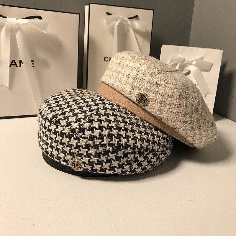 K244 Ženski šešir Beretka Nova moda Višeslojni ženski britanski retro osmerokutni šešir Slikarski šešir Jesenski ženski Kepi