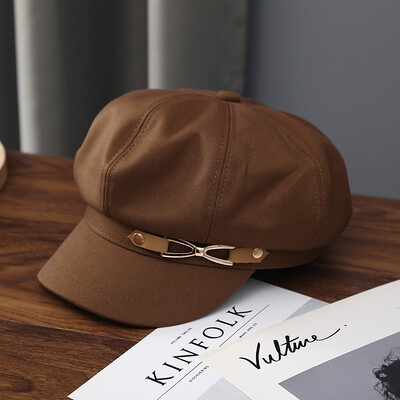 Panamas rudens un ziemas sieviešu pīļu mēles berete modes eleganta ķēde astoņstūra cepure āra mākslinieku cepures vāciņš H185