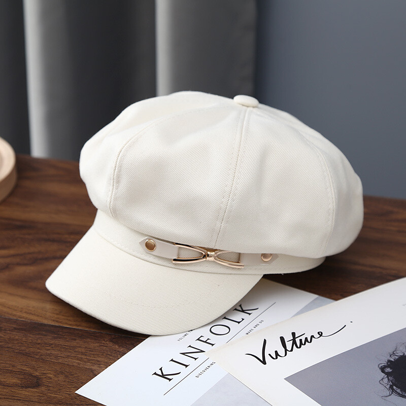 Panamas rudens un ziemas sieviešu pīļu mēles berete modes eleganta ķēde astoņstūra cepure āra mākslinieku cepures vāciņš H185