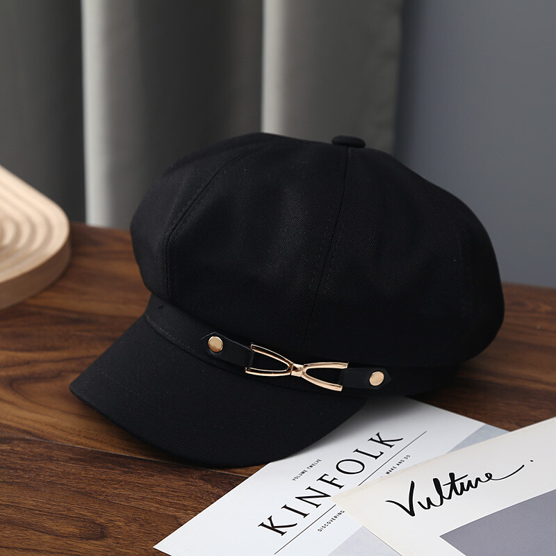 Panamas rudens un ziemas sieviešu pīļu mēles berete modes eleganta ķēde astoņstūra cepure āra mākslinieku cepures vāciņš H185