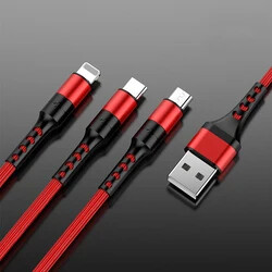 Καλώδιο USB δεδομένων 3 σε 1 για iPhone Καλώδιο φόρτισης γρήγορου φορτιστή για τηλέφωνο Android τύπου c xiaomi huawei Samsung Charger Wire για iPad