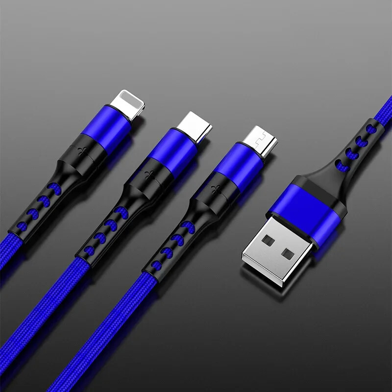 Καλώδιο USB δεδομένων 3 σε 1 για iPhone Καλώδιο φόρτισης γρήγορου φορτιστή για τηλέφωνο Android τύπου c xiaomi huawei Samsung Charger Wire για iPad