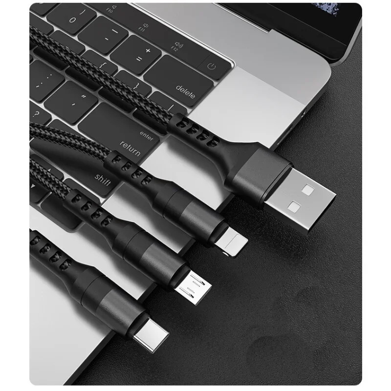Καλώδιο USB δεδομένων 3 σε 1 για iPhone Καλώδιο φόρτισης γρήγορου φορτιστή για τηλέφωνο Android τύπου c xiaomi huawei Samsung Charger Wire για iPad