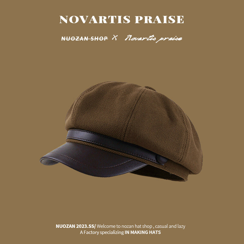 Panama őszi és téli meleg kacsanyelvsapkás női elegáns művészi festő nyolcszögletű sapka H204