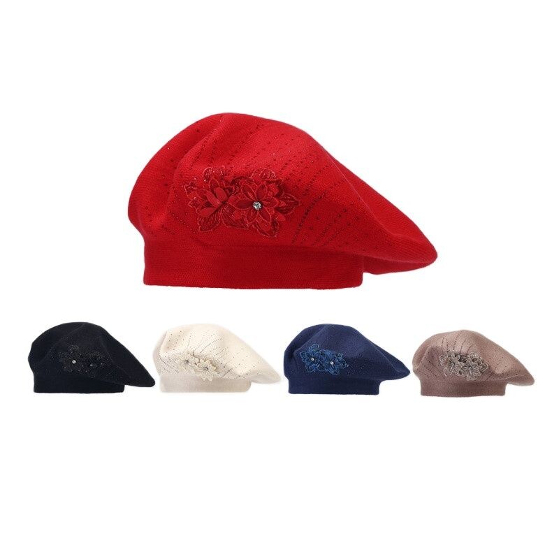 Toamnă și iarnă Floral Bumbac Cataramă Beretă Pălărie de pictor Pălărie octogonală Femei și Fată 14