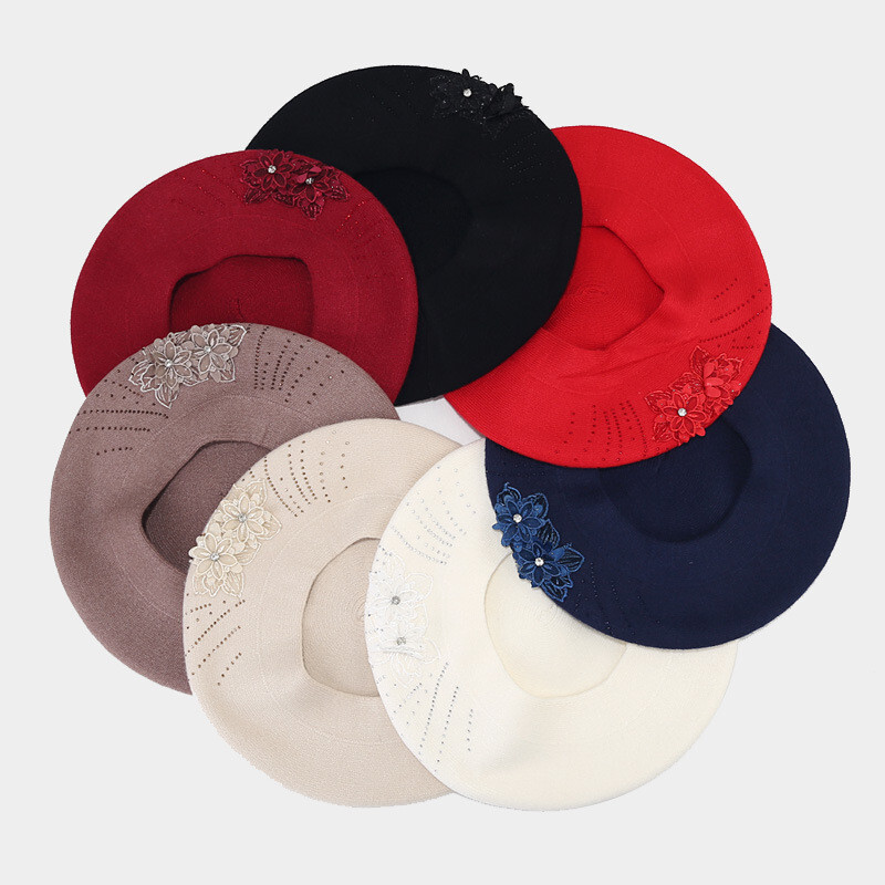 Toamnă și iarnă Floral Bumbac Cataramă Beretă Pălărie de pictor Pălărie octogonală Femei și Fată 14