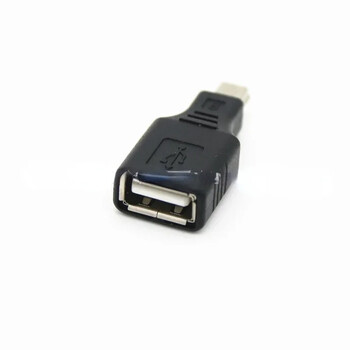 Mini USB мъжки към USB женски преобразувател Конектор Прехвърляне на данни Синхронизиране OTG адаптер за кола AUX MP3 MP4 Таблети Телефони U-Disk