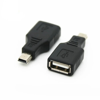 Mini USB мъжки към USB женски преобразувател Конектор Прехвърляне на данни Синхронизиране OTG адаптер за кола AUX MP3 MP4 Таблети Телефони U-Disk