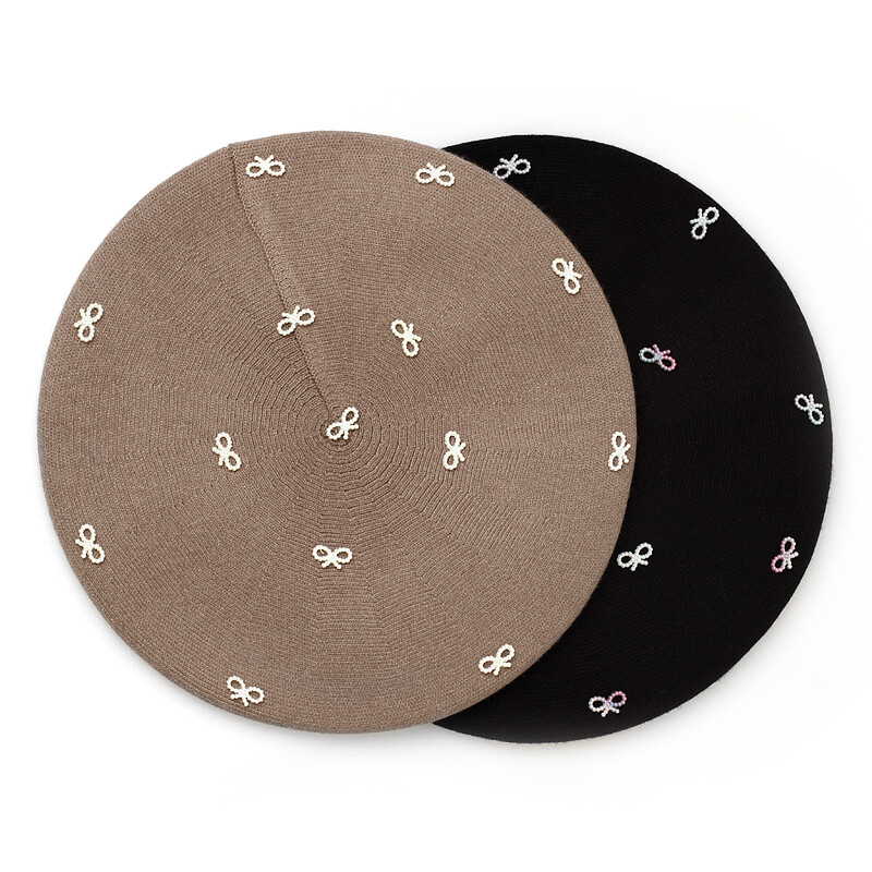 Ženska biserna mašna od kašmira u boji šešira s beretkama Modne jednobojne pletene ležerne beretke Ženska francuska umjetnička kapa s kapom