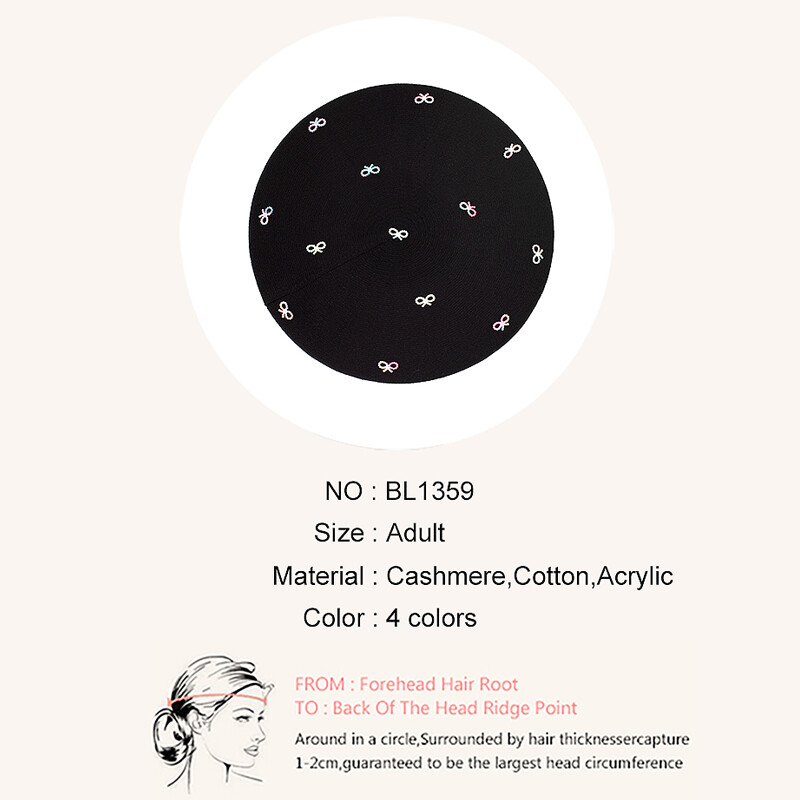 Ženska biserna mašna od kašmira u boji šešira s beretkama Modne jednobojne pletene ležerne beretke Ženska francuska umjetnička kapa s kapom