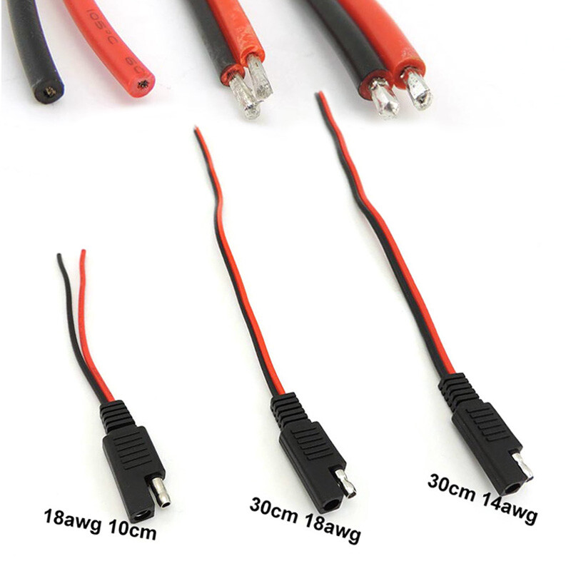 Sieviešu spraudnis saules akumulatora vads 2 kontaktu 18AWG 10A 14AWG 20A SAE kabelis DIY Power Automotive pagarinājuma kabelis Ātrā atvienošana