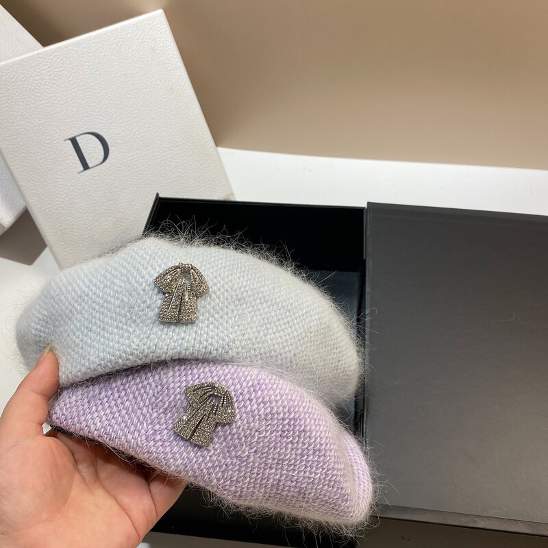 Beretă tricotată pentru femei din blană de iepure angora Beretă din lână de iarnă Pălărie versatilă pentru pictoriță pentru femeie Bonnet pentru trezire caldă șapcă șapcă