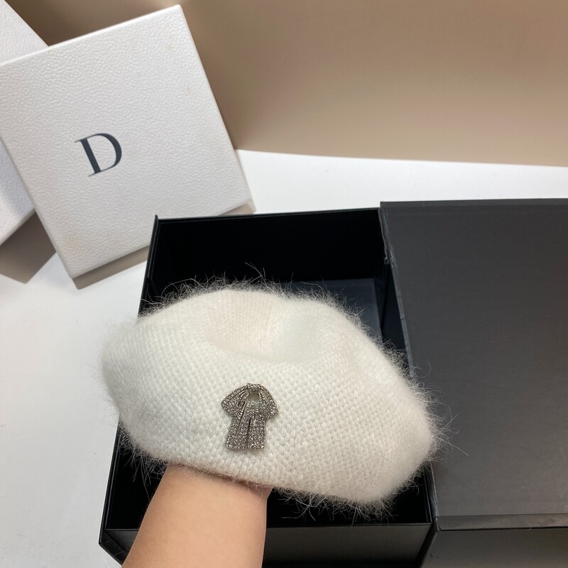 Beretă tricotată pentru femei din blană de iepure angora Beretă din lână de iarnă Pălărie versatilă pentru pictoriță pentru femeie Bonnet pentru trezire caldă șapcă șapcă