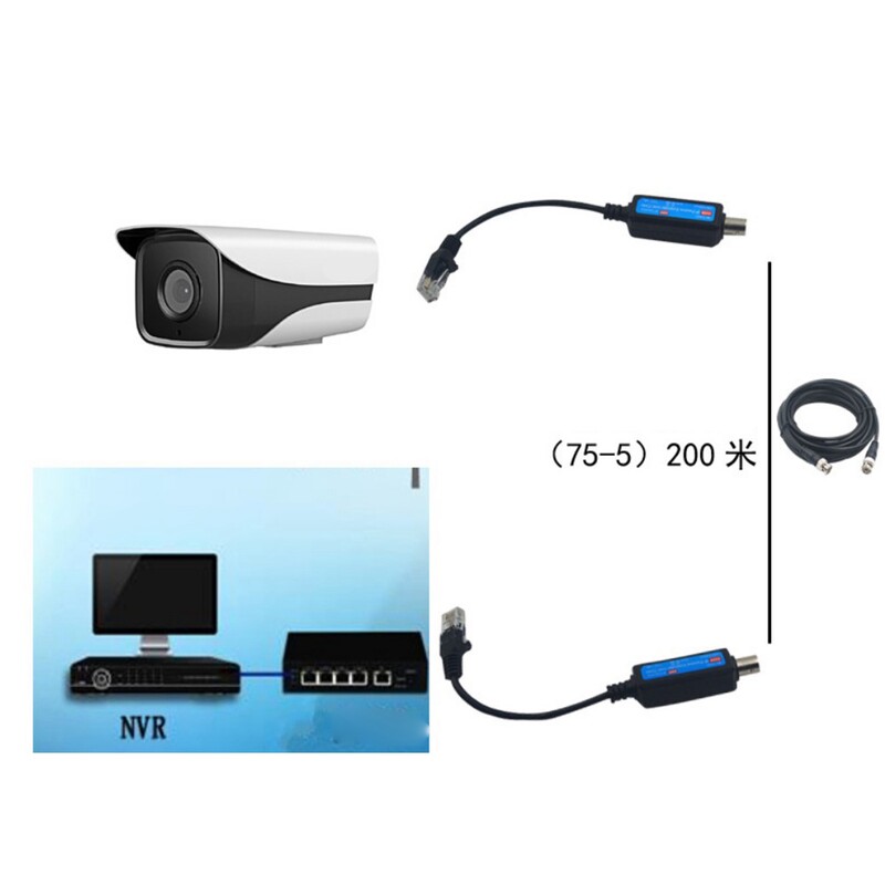 1 paar 10/100 Mbps 1-kanalilist passiivse IP-võrgu koaksiaalsaatja vastuvõtja laiendit IP NVR-i kaameralaiendi koaksiaalse NVR-i jaoks