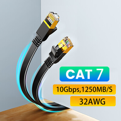 Cat 7 Ethernet kábel Cat7 nagy sebességű lapos Gigabites STP RJ45 LAN kábel 10 Gbps 1250 MB/S hálózati kábel Patch Code router Ethernet