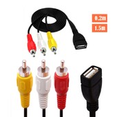 0,2/1,5 m juhtmekonverter USB-emast 3RCA-ga kaasaskantavaks professionaalseks teleri jaoturi adapteri kaabli jaoks