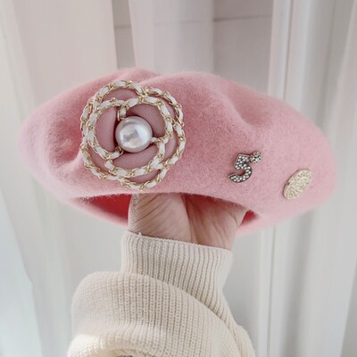 Marka Cvjetna vunena beretka Zimska kapa za žene Top šeširi Beretke za djevojke Ženska dnevna odjeća gorras para mujer
