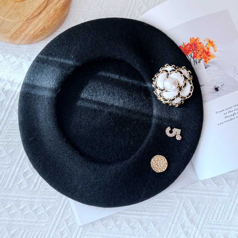 Marka Cvjetna vunena beretka Zimska kapa za žene Top šeširi Beretke za djevojke Ženska dnevna odjeća gorras para mujer