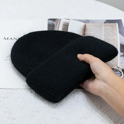 Modne tople kašmir vune Skullies Angola zečje krzno Zimske pletene kape Ženske kape Ženske trostruke skijaške šešire