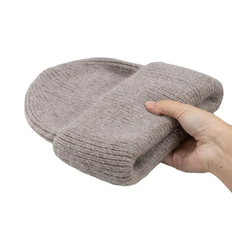 Modne tople kašmir vune Skullies Angola zečje krzno Zimske pletene kape Ženske kape Ženske trostruke skijaške šešire