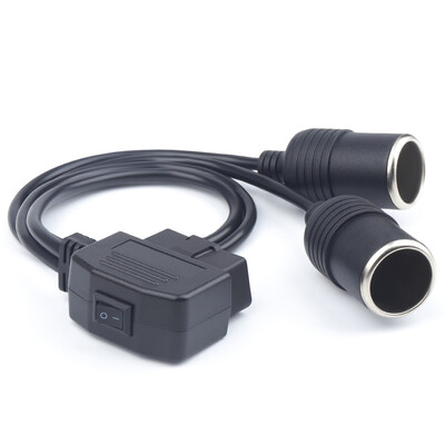 12V prekidač OBDII OBD2 24AWG Kabel za napajanje 16Pin ženski u automobilski upaljač DC izvor napajanja OBD muški priključni kabel