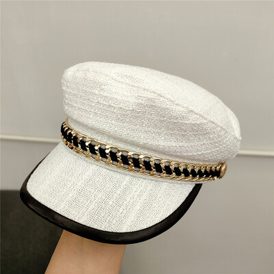 Vojne beretke s lancima Šeširi za žene Proljetne ravne vojne kape Lady Mirisni šešir za raznosače novina Kačket za ulične slikare na otvorenom Ležeran Ženski