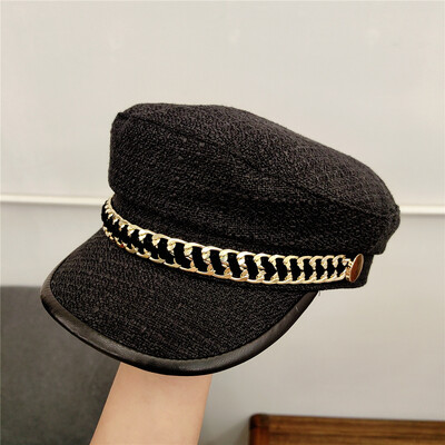 Vojne beretke s lancima Šeširi za žene Proljetne ravne vojne kape Lady Mirisni šešir za raznosače novina Kačket za ulične slikare na otvorenom Ležeran Ženski
