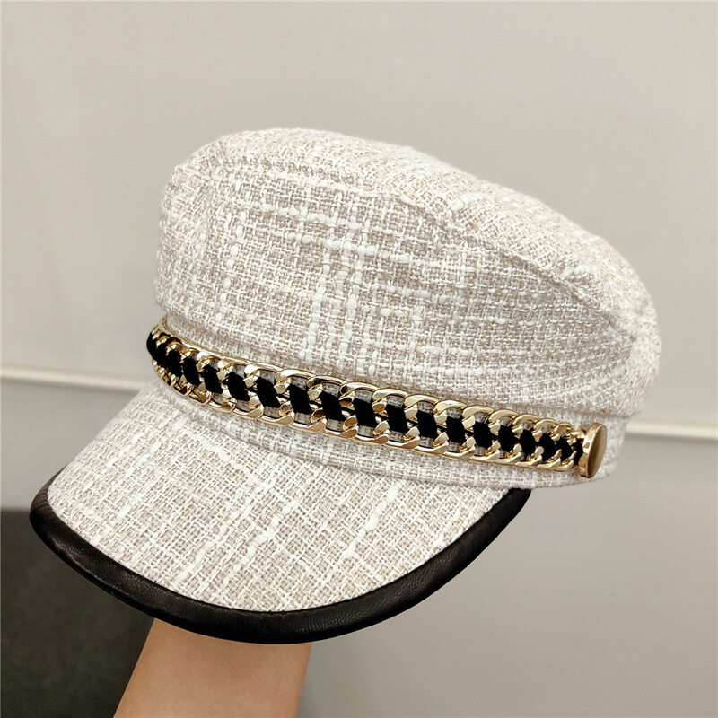 Vojne beretke s lancima Šeširi za žene Proljetne ravne vojne kape Lady Mirisni šešir za raznosače novina Kačket za ulične slikare na otvorenom Ležeran Ženski