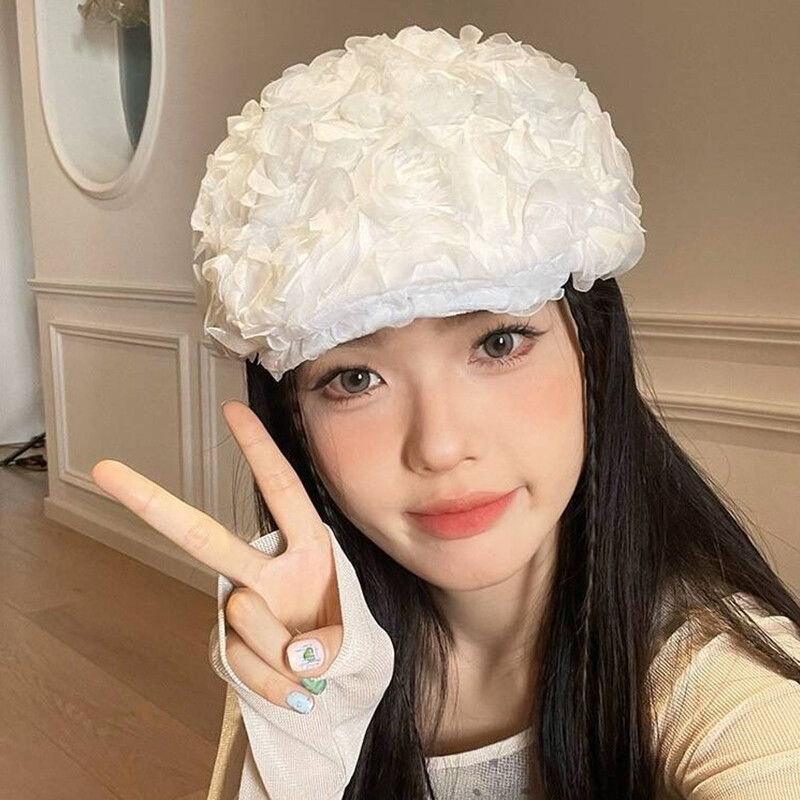 3D ružičasta cvjetna beretka za žene Osmerokutni šeširi Ženske novinske kape Retro Gatsby šeširi Hip hop beretke Taksistička beretka Muška Gorras
