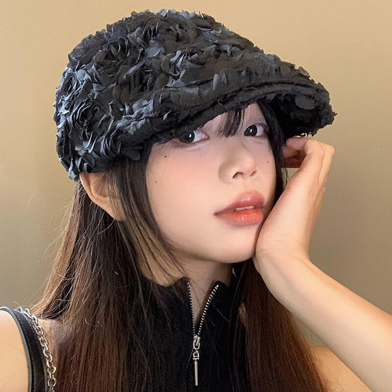 3D ružičasta cvjetna beretka za žene Osmerokutni šeširi Ženske novinske kape Retro Gatsby šeširi Hip hop beretke Taksistička beretka Muška Gorras