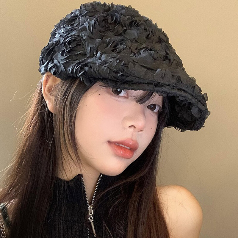 3D ružičasta cvjetna beretka za žene Osmerokutni šeširi Ženske novinske kape Retro Gatsby šeširi Hip hop beretke Taksistička beretka Muška Gorras