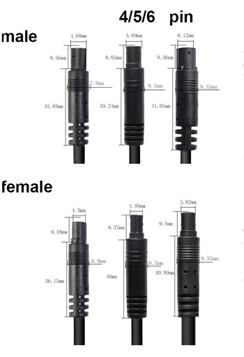 Направи си сам 4-пинов 5-пинов 6-пинов жак Удължителен кабел за DVR камера за кола HD монитор Кабел за камера за задно виждане/резервно копие на превозното средство Мъжки кабел за щепсел