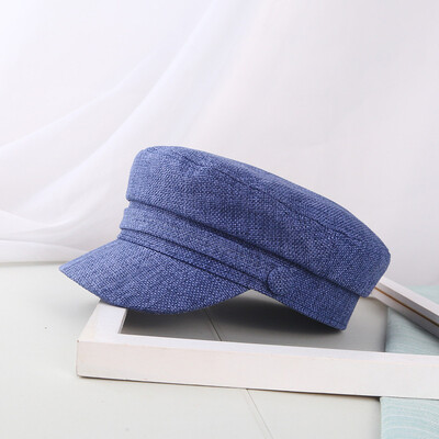 Beretės kepuraitė Moteriška medvilninė lininė jūreivio kepuraitė Retro Bretoninė beretės kepuraitė plokščia viršutinė laikraščių kepurė, Unisex