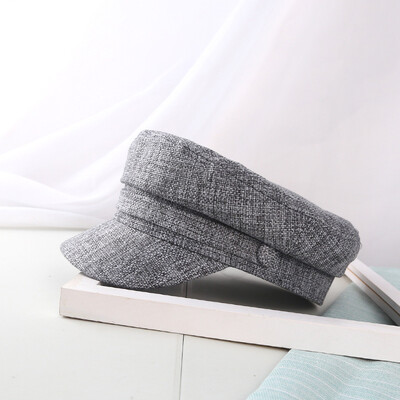 Beretės kepuraitė Moteriška medvilninė lininė jūreivio kepuraitė Retro Bretoninė beretės kepuraitė plokščia viršutinė laikraščių kepurė, Unisex