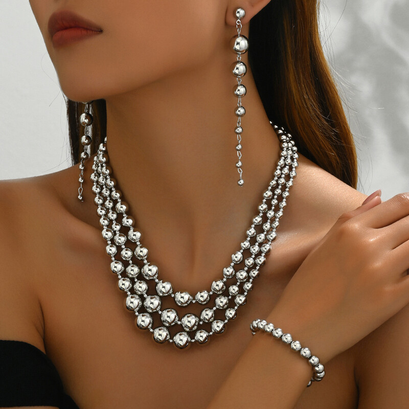 2024. gada pārrobežu jauna stila retro vienkāršu pērļu kaklarotu komplekts personalizēts modes dizaina kaklarotas rokassprādzes auskari