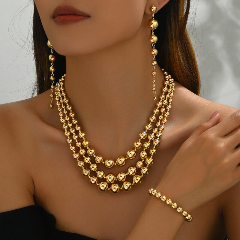 2024. gada pārrobežu jauna stila retro vienkāršu pērļu kaklarotu komplekts personalizēts modes dizaina kaklarotas rokassprādzes auskari