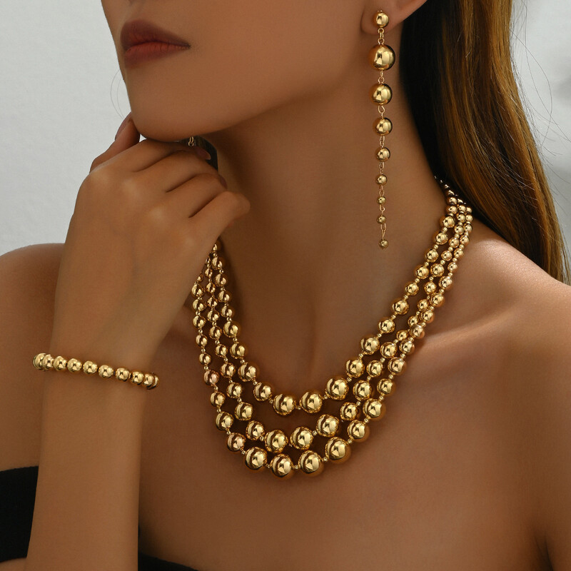 2024. gada pārrobežu jauna stila retro vienkāršu pērļu kaklarotu komplekts personalizēts modes dizaina kaklarotas rokassprādzes auskari