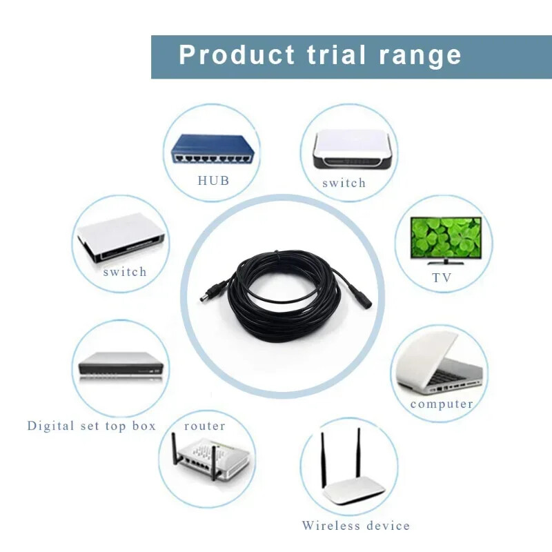 Alalisvoolu pikenduskaabel 1M 1,5M 3M 5M 3,5mm X 1,35mm emas-isa pistik 5V 2A toiteadapteri juhtme jaoks Koduse CCTV kaamera LED-riba