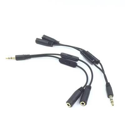 3.5 Jack razdjelnik muški na 2 ženski priključak 3.5 mm stereo audio kabel Y razdjelnik adapter kontrola glasnoće slušalice telefon AUX kabel