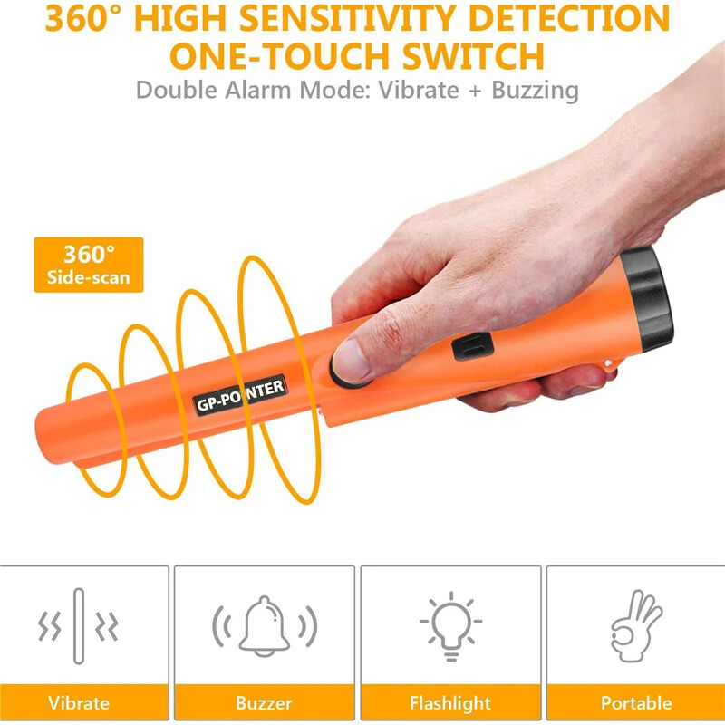 Treasure Hunter GP Pointer Profesionalus delninis metalo ieškiklis Pinpointer Nurodantis vandeniui atsparus 360 šoninis nuskaitymas