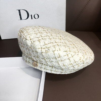 Palarie de pictor octogonală Belle pentru femei Panama, la modă, în aer liber, cu carouri geometrice, sezonul de primăvară și toamnă, șapcă K219