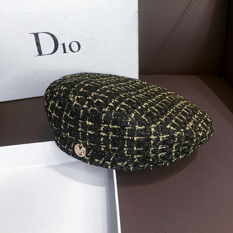 Palarie de pictor octogonală Belle pentru femei Panama, la modă, în aer liber, cu carouri geometrice, sezonul de primăvară și toamnă, șapcă K219