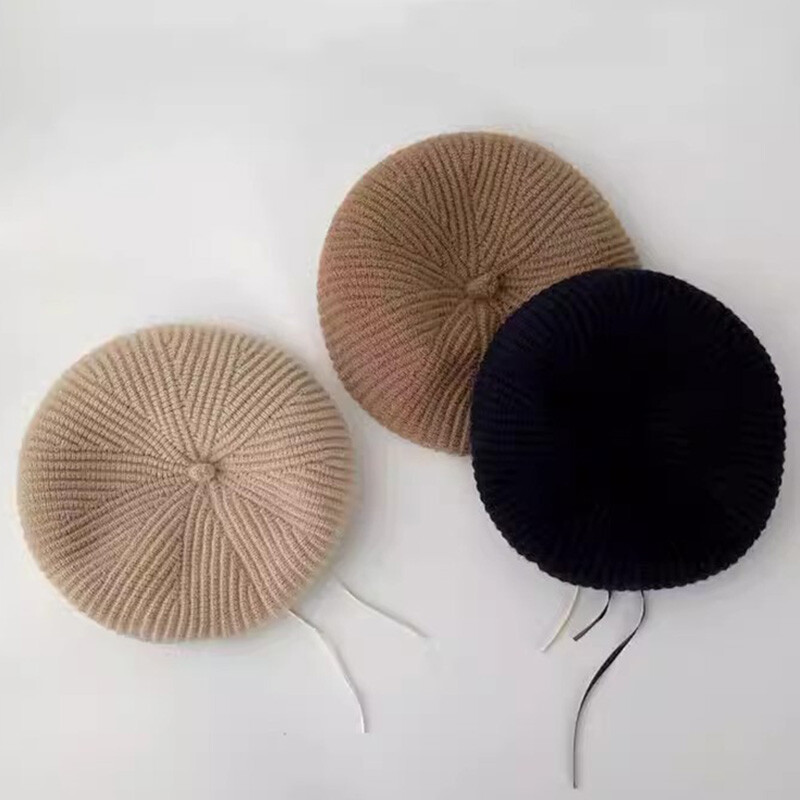 MAXSITI U Žieminės beretės kepurės moterims Vintažinės megztos vilnos dailininko kepurė Universalios kasdienės šiltos moliūgų kepurės