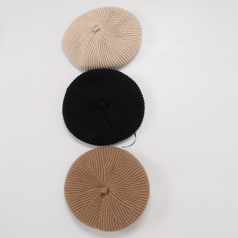 MAXSITI U Žieminės beretės kepurės moterims Vintažinės megztos vilnos dailininko kepurė Universalios kasdienės šiltos moliūgų kepurės