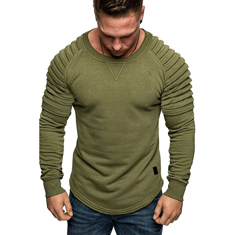 Vanjskotrgovinski jesenski novi muški uski jednobojni pulover s okruglim izrezom 